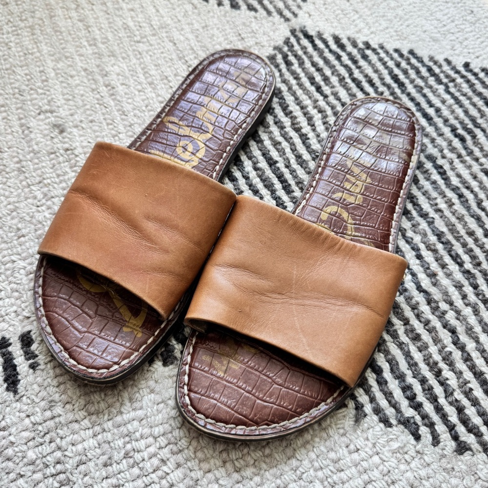 Leather Sam Edelman Tan Slide Sandals - 9